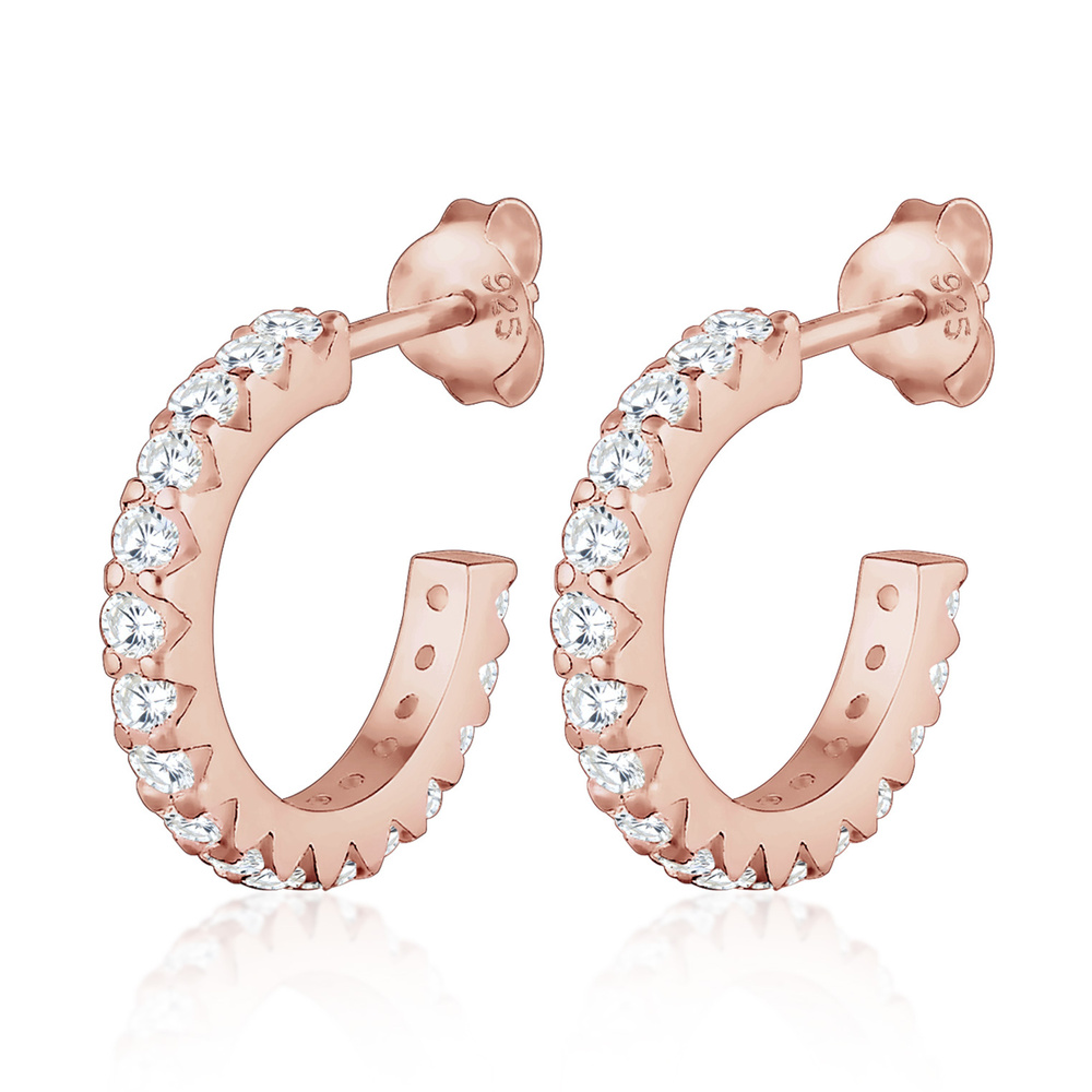 Elli Elli Boucles d'Oreilles Femme Créole Géo Cristaux Argent 925 Boucles d'oreilles