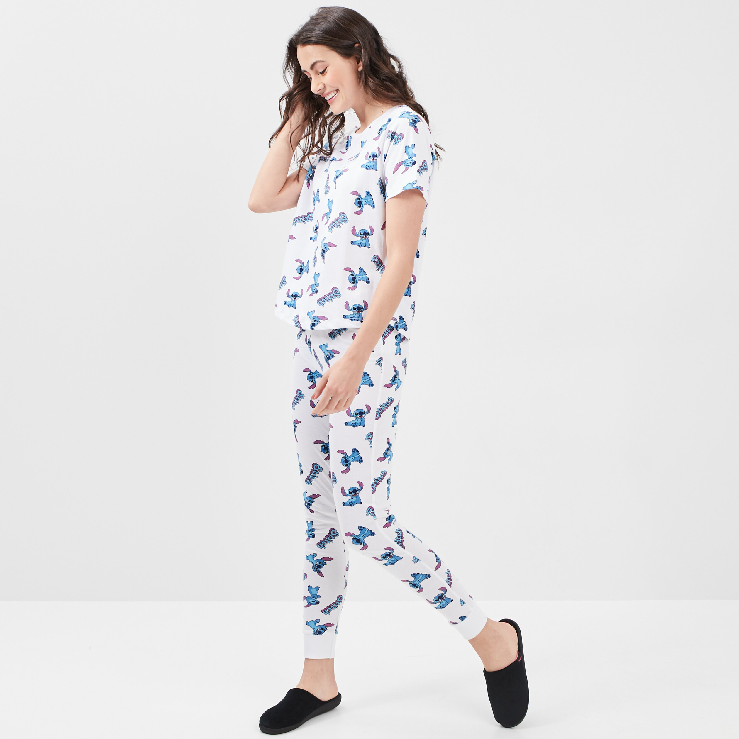 Ensemble pyjama Lilo et Stitch blanc femme | La Halle