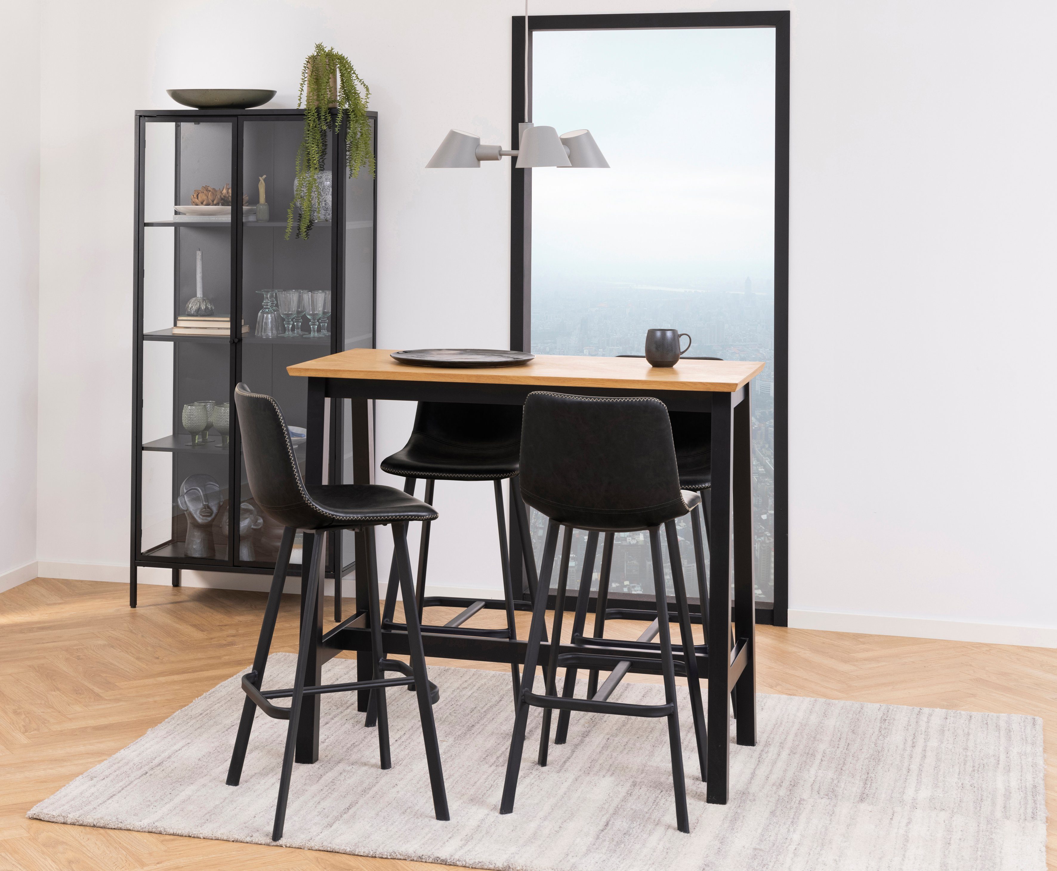 ACTONA GROUP Bistrostuhl Ohio (Packung, 1 St), Sitz mit rechteckigen Stahlbeinen und Fußstütze, mehrere Variationen