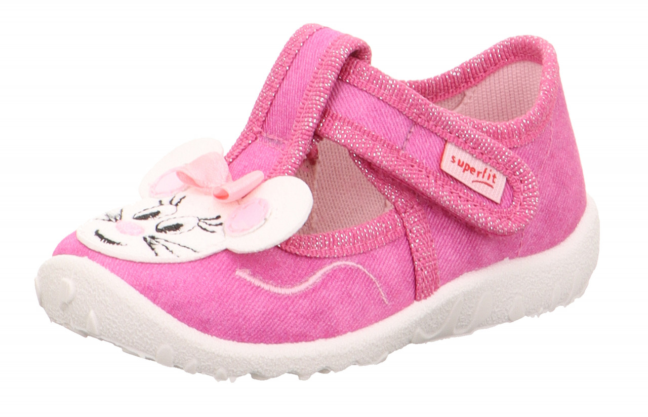 SPOTTY - Pink Hausschuh mit Klettverschluss