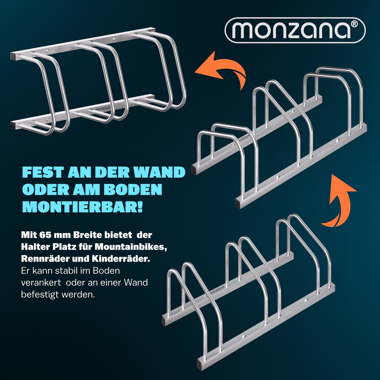 Casaria monzana® Fahrradständer 3er 71x32x27cm
