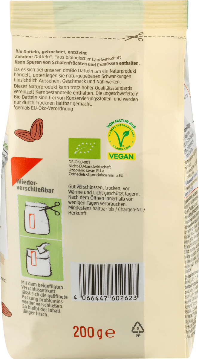 Trockenfrüchte, Datteln entsteint, 200 g