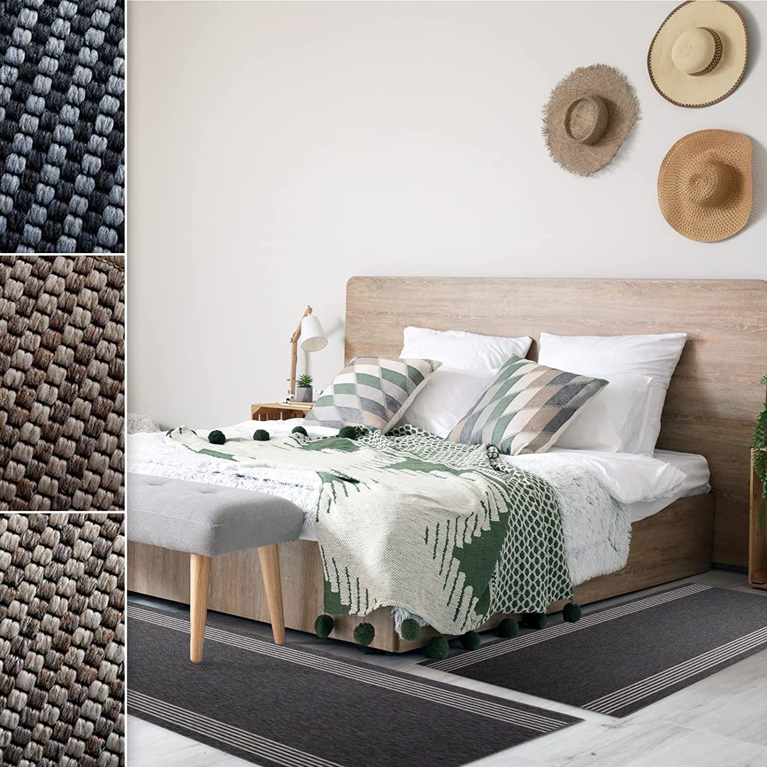 Bettumrandung Natura, 3 Größen, Läufer, ideal im Schlafzimmer Floordirekt, (3-tlg), in Sisal-Optik