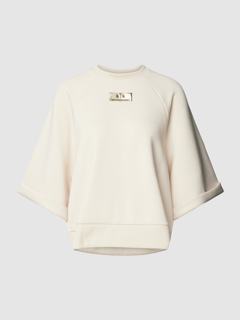 Sweatshirt mit Viskose-Anteil und Label-Patch in ecru