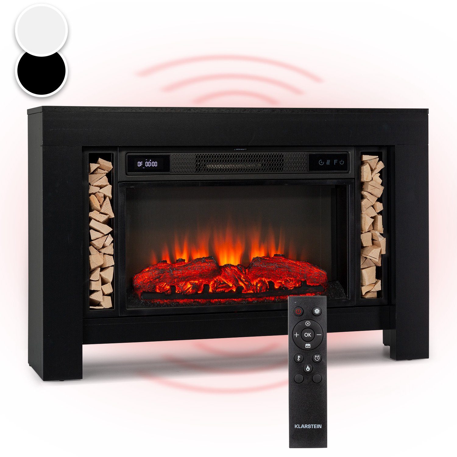 Klarstein Elektrokamin Studio Loft 2 Elektrokamin, elektrischer Kaminofen mit Heizung LED-Beleuchtung, Timer Schwarz