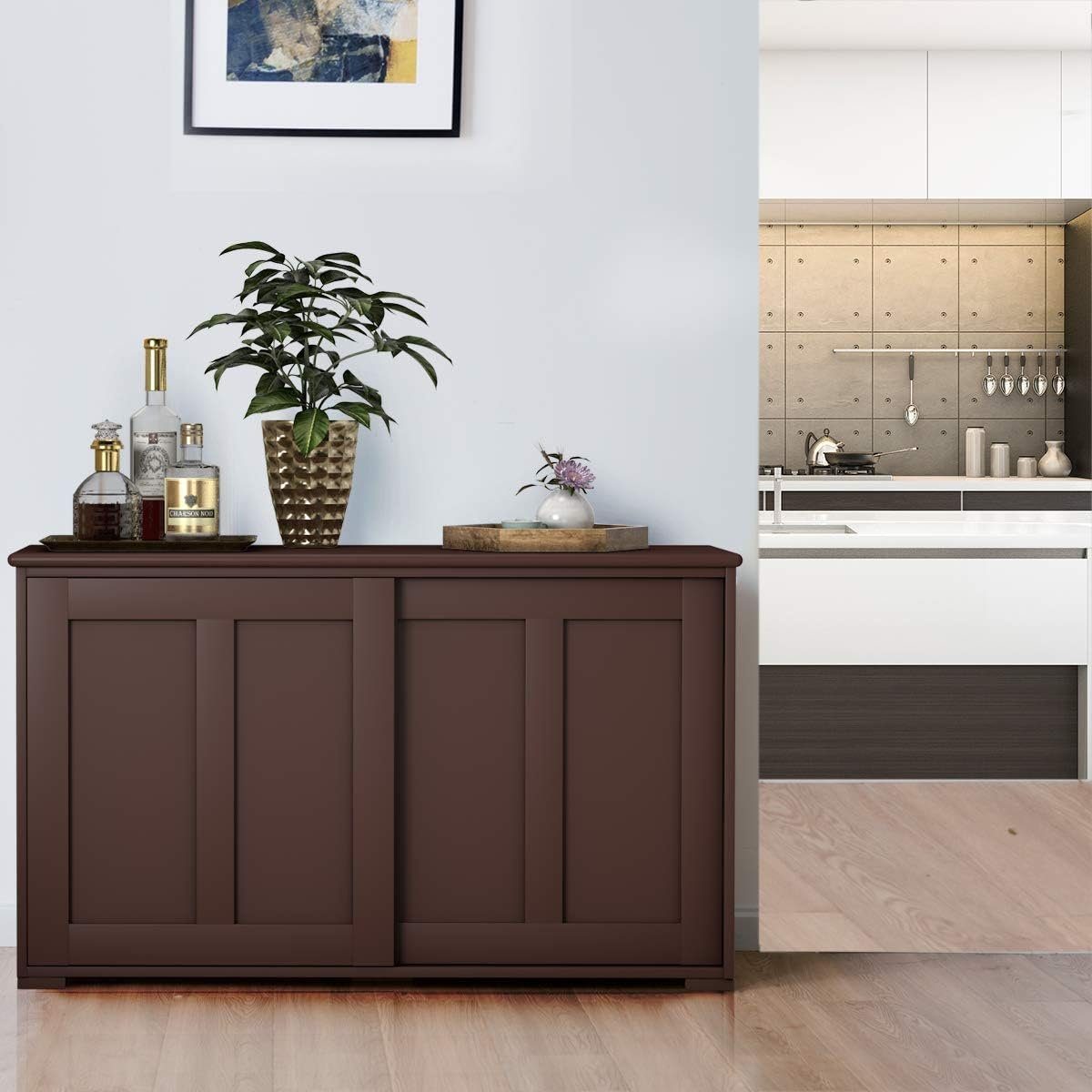 KOMFOTTEU Sideboard Küchenschrank Wohnzimmerregel, Farbewahl, (Braun)