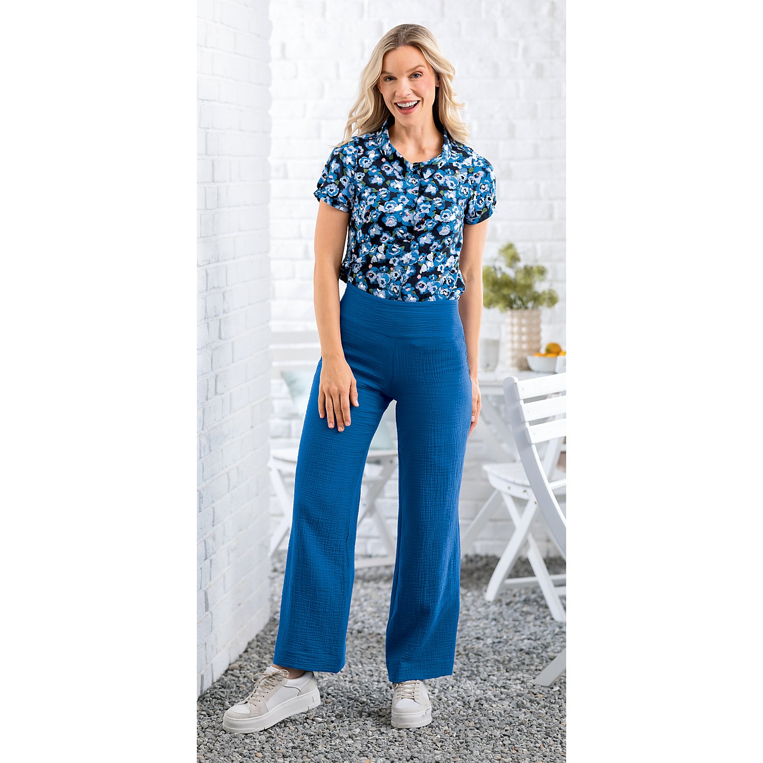 Musselin/Doppel-Gaze, royalblau