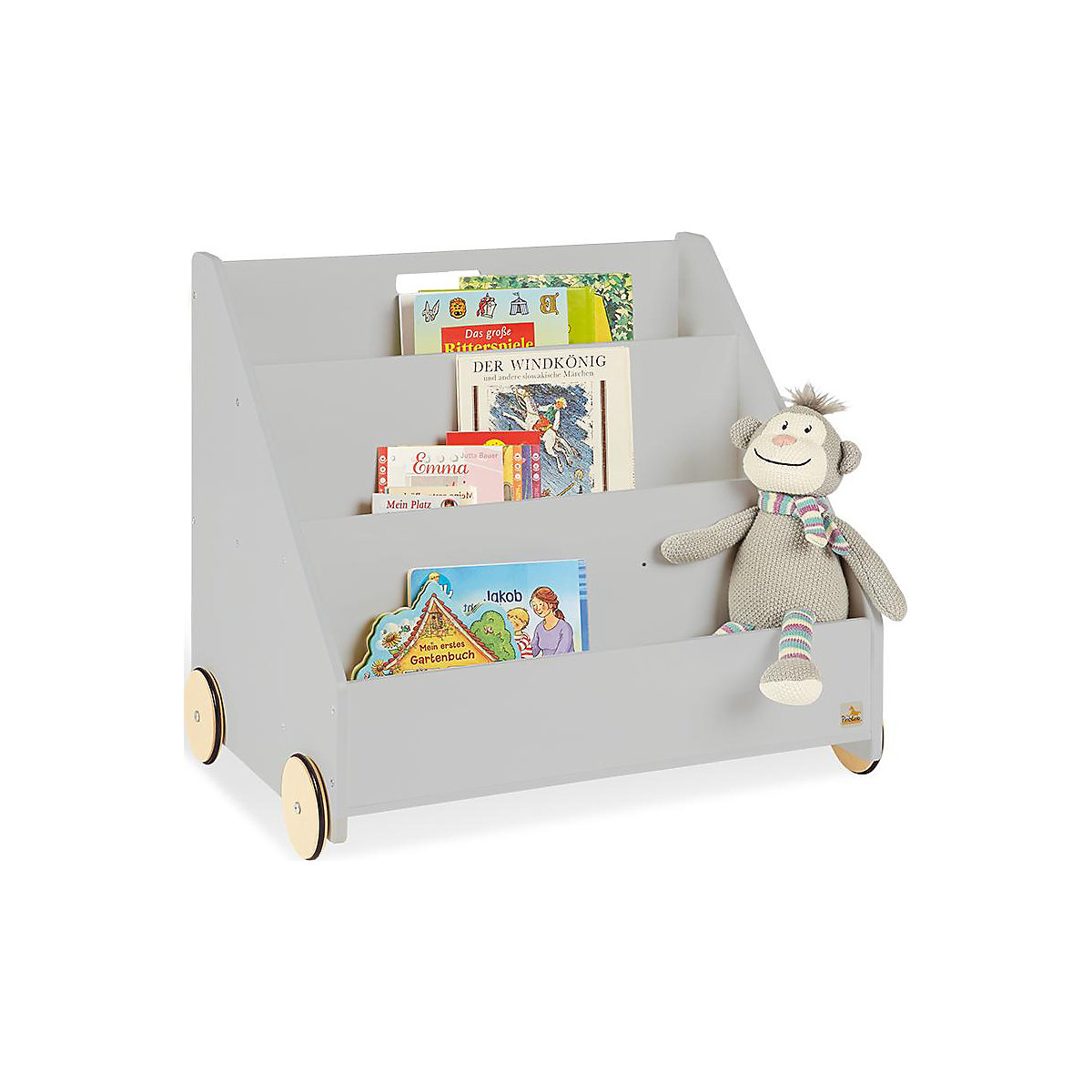Bücherregal Lasse mit Rollen, grau, 57x65 cm