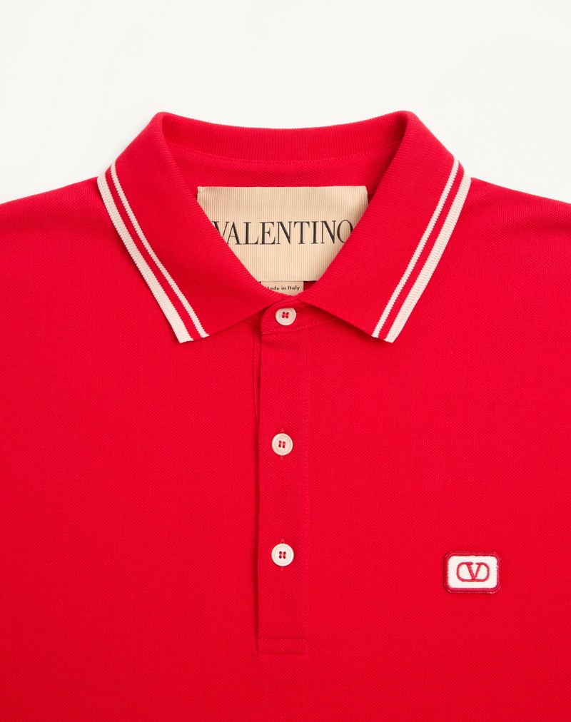 Polo shirt van katoenen piqué met V-logo patch