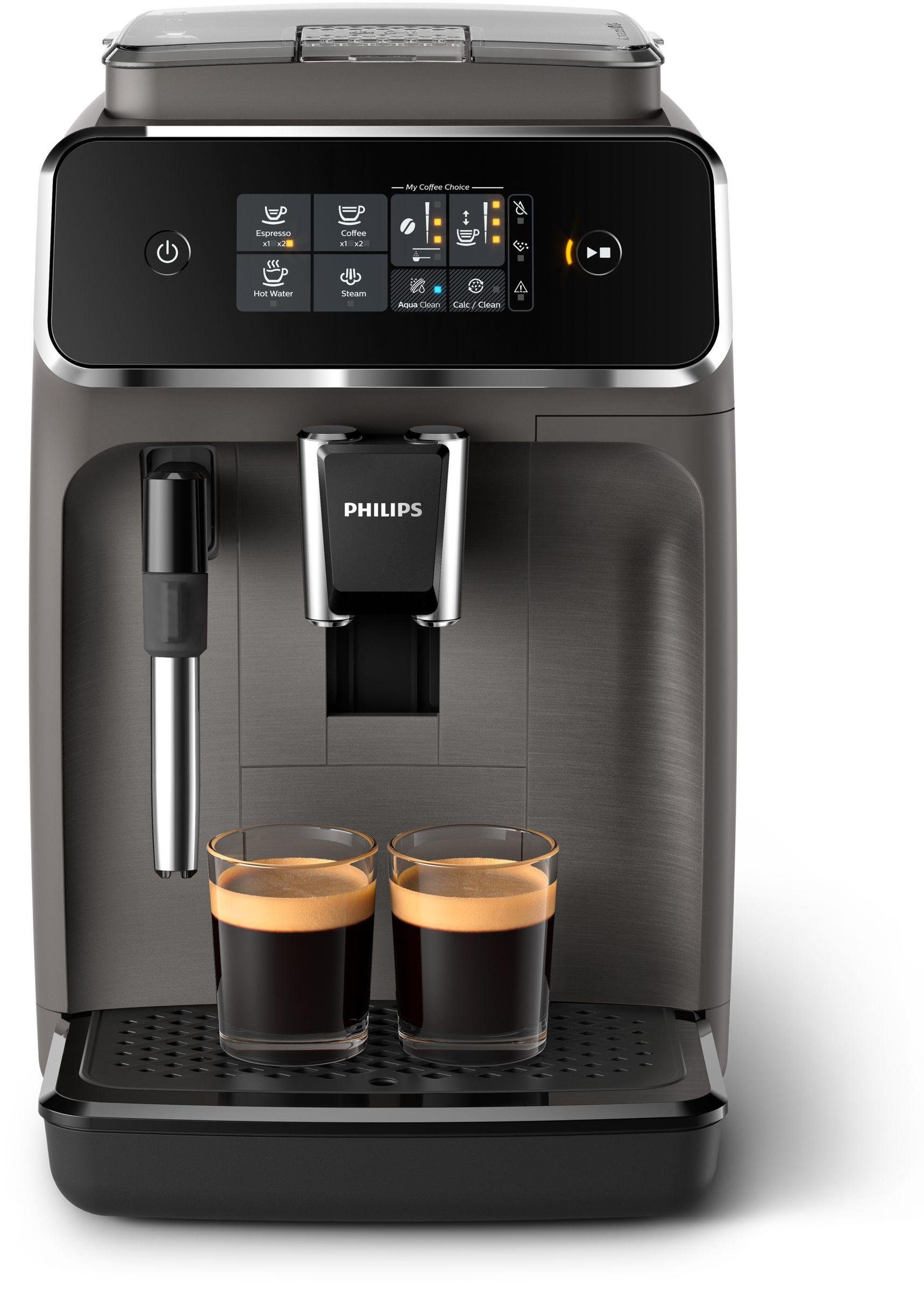 Philips Kaffeevollautomat 2200 Series EP2224/10 grau, Sensortouch Oberfläche, Keramikmahlwerk, Milchaufschäumer