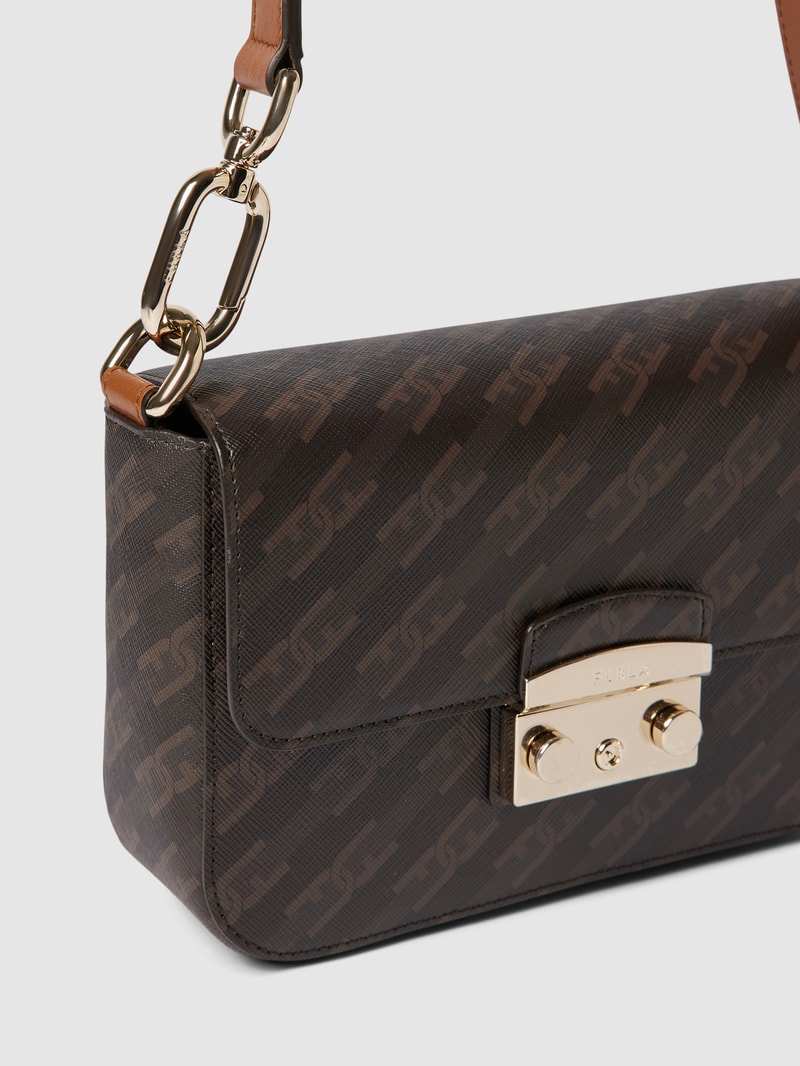 Handtasche mit Label-Detail Modell 'METROPOLIS' in dunkelbraun