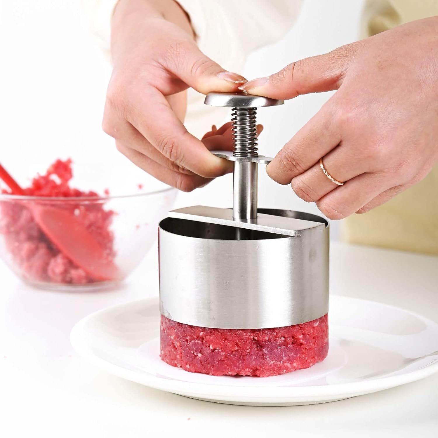 AKKEE Burgerpresse Burgerpresse, 304 Edelstahl Burgerpresse, 11cm Hamburger Patty Maker (1 St), Patty Fleischpresse Fleischform Küchenwerkzeug