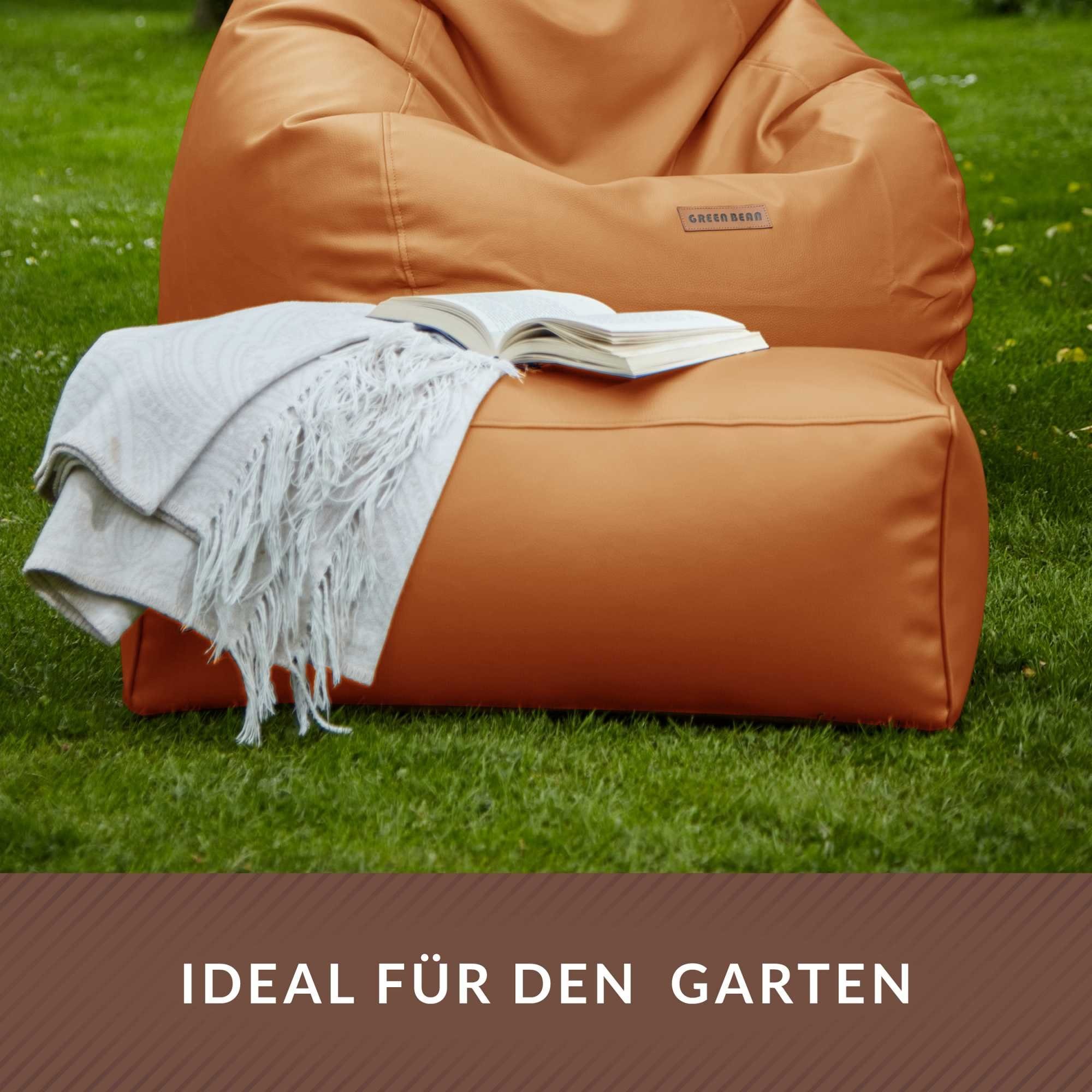 Green Bean Fußhocker Sitzpouf aus Kunstleder in 3 Farben (Pouf Bodenkissen Ablage Hocker Sitzkissen), Sitzhocker mit Füllung, Maße 70x33x28cm - Ergänzung zum Sitzsack