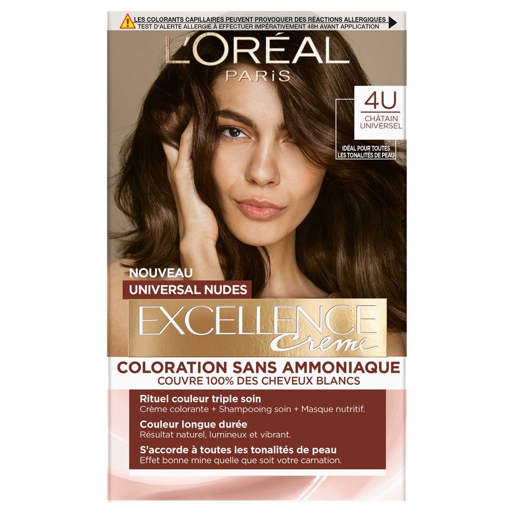 L'Oréal Paris L'Oréal Paris Excellence crème Universal nudes Coloration 4 Châtain Kit de Coloration