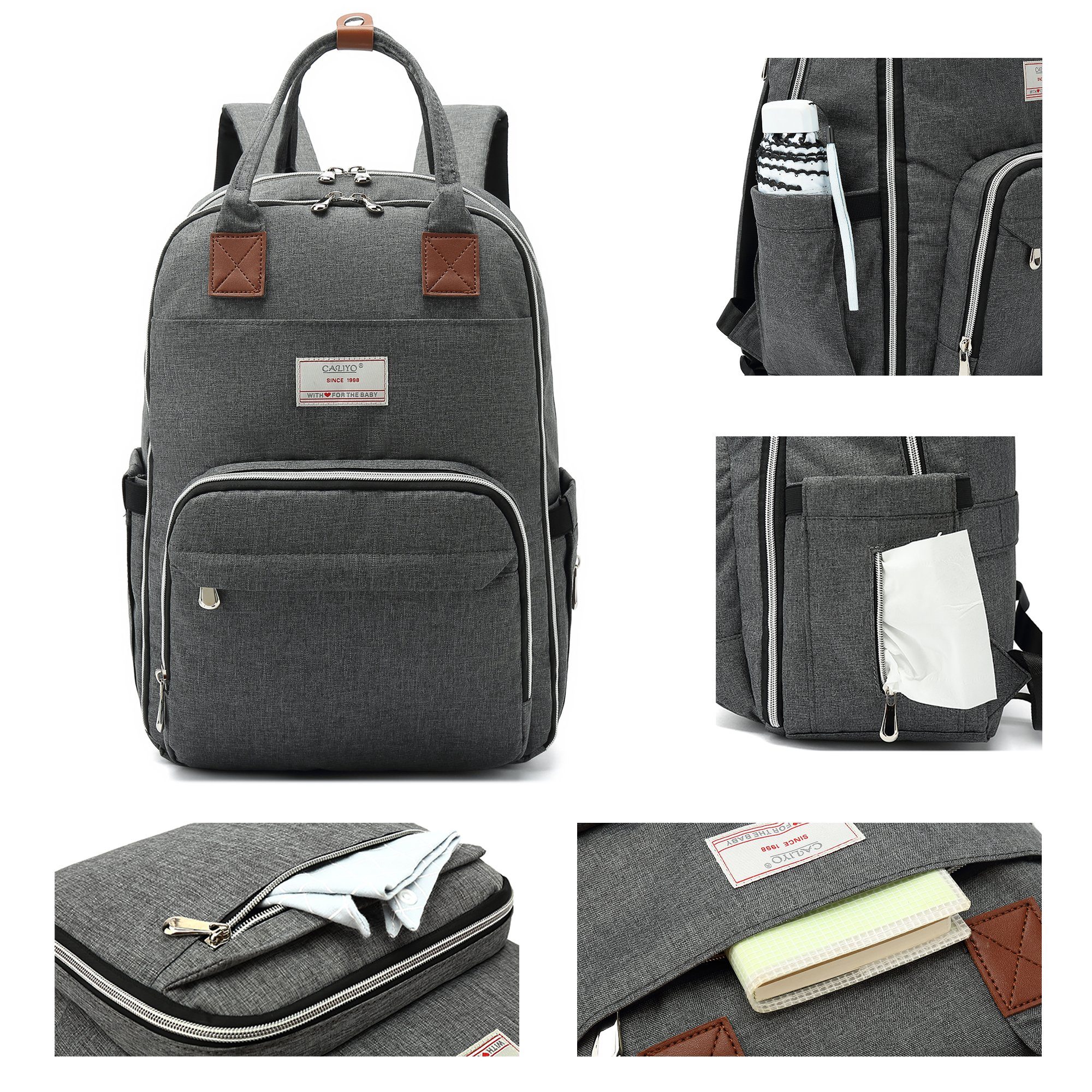 TAN.TOMI Wickeltasche Windelbeutel Rucksack,Wickelrucksack groß,Baby Wickeltasche (Baby Wickelrucksack, Großer Stauraum, kann die Tasche am Kinderwagen angehängt werden, 3D atmungsaktive gepolsterte Rückseite und Schultergurte sorgen dafür, Baby Wick