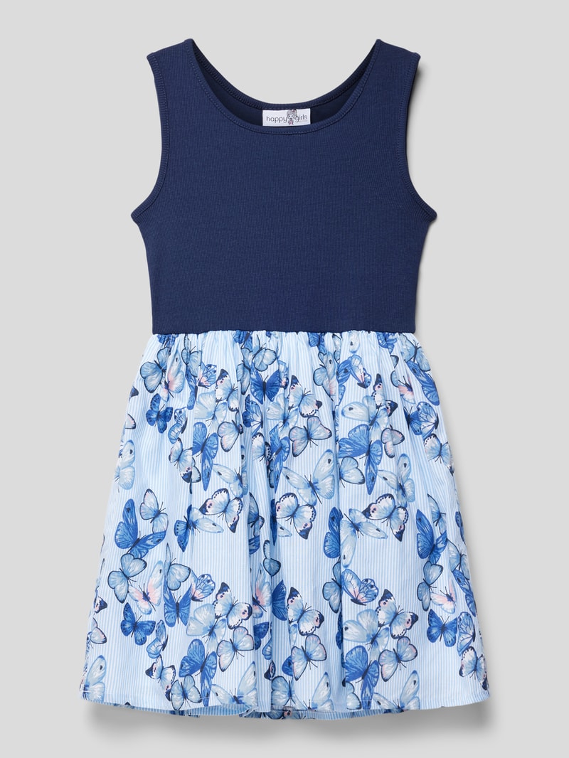 Minikleid mit Two-Tone-Machart in marineblau
