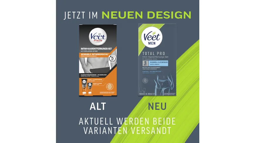 Veet Men Total Pro Intim-Haarentfernungs-Set 150 ml