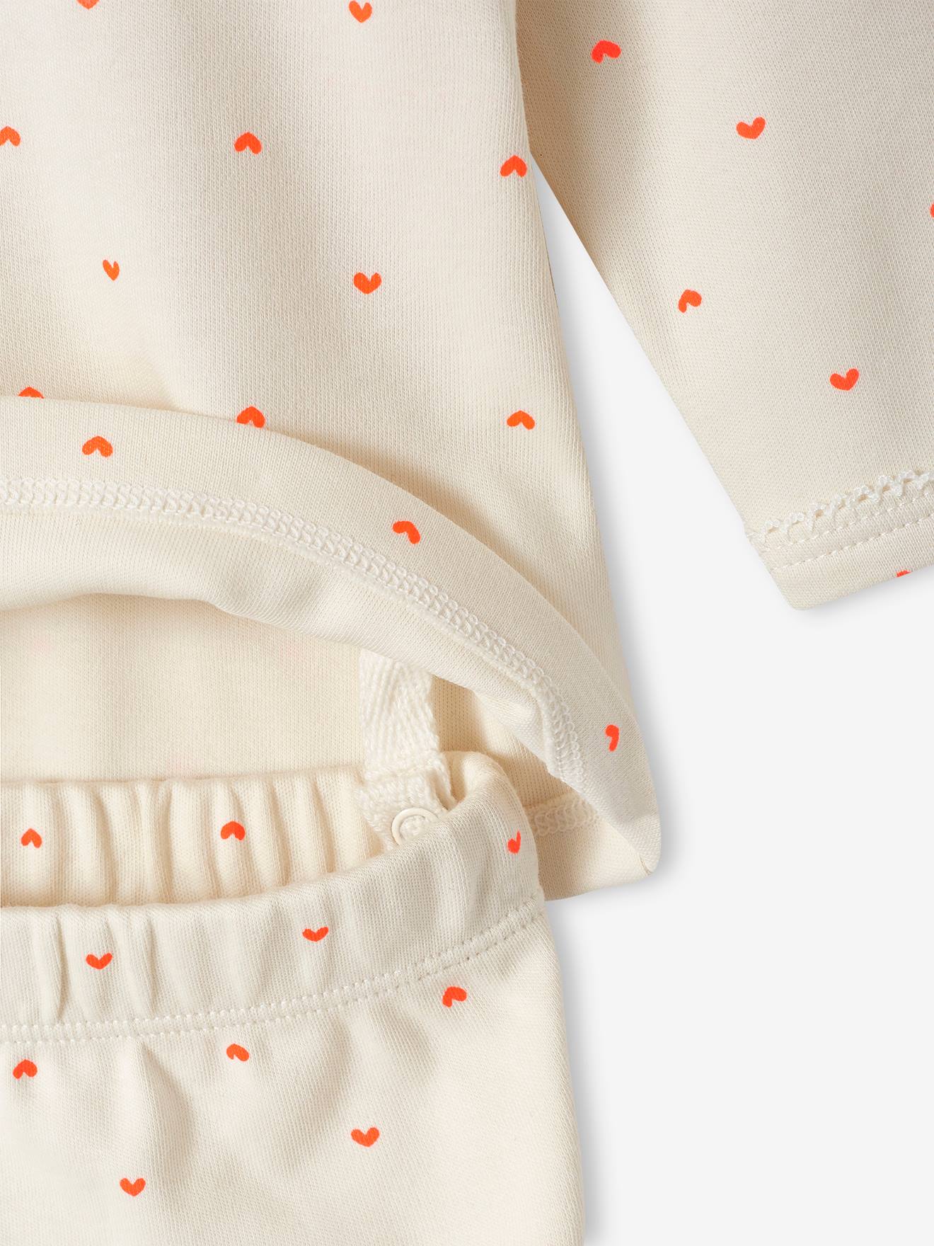 Lot de 2 pyjamas coeur bébé en interlock écru