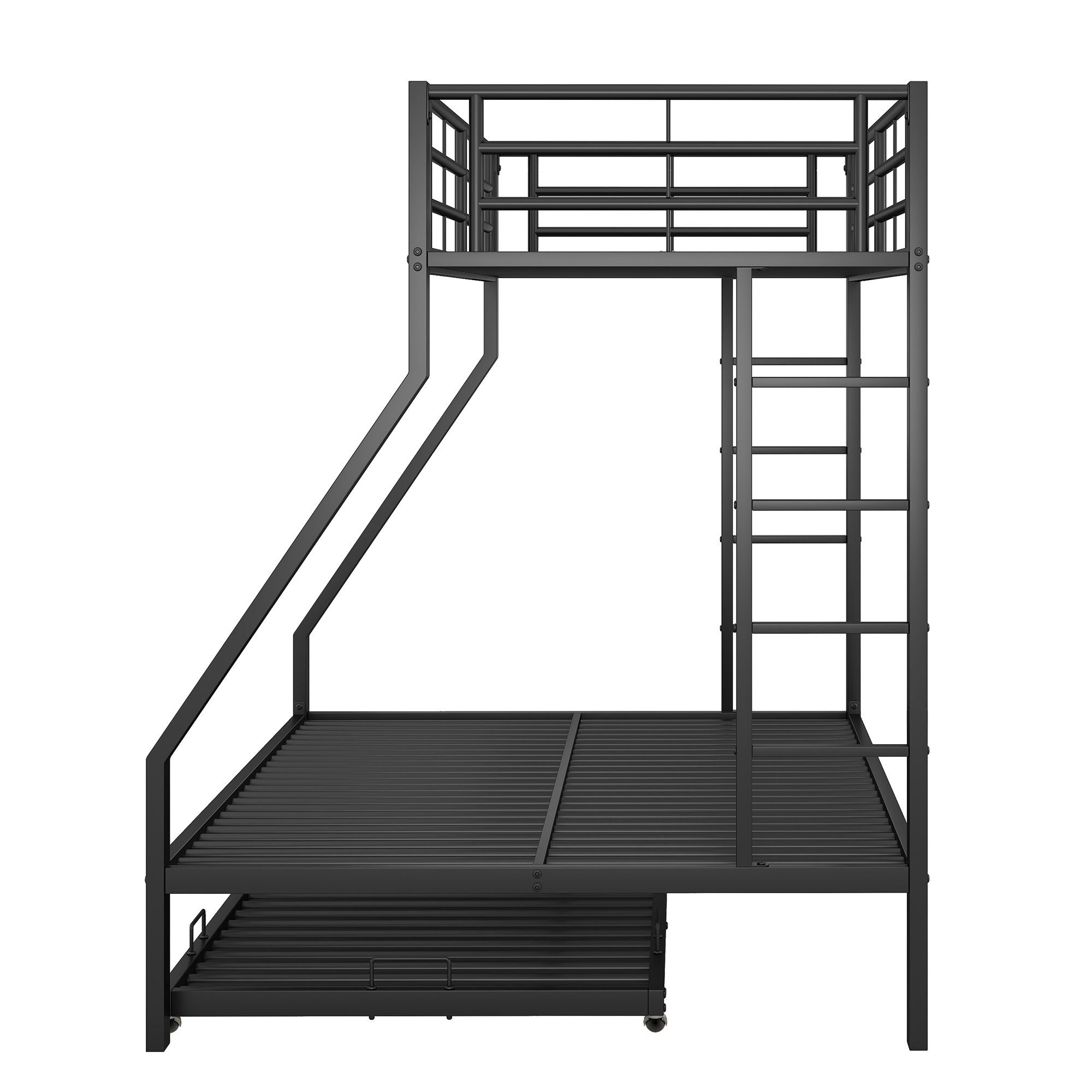 WISHDOR Kinderbett Einzelbett, Bett, Etagenbett, Metallbett mit ausziehbarem Bett (mit Leiter auf beiden Seiten für Kinder Jugendliche, Erwachsene, einfach zu montieren, 90(140)x200cm), Ohne Matratze