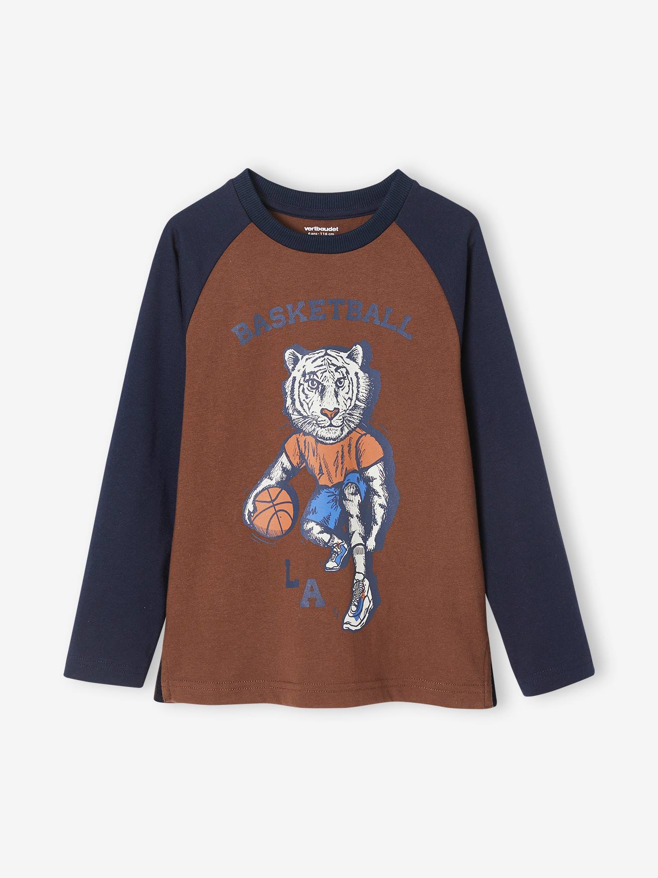 Vertbaudet Jungen Sport-Shirt, Basketballer - schokolade