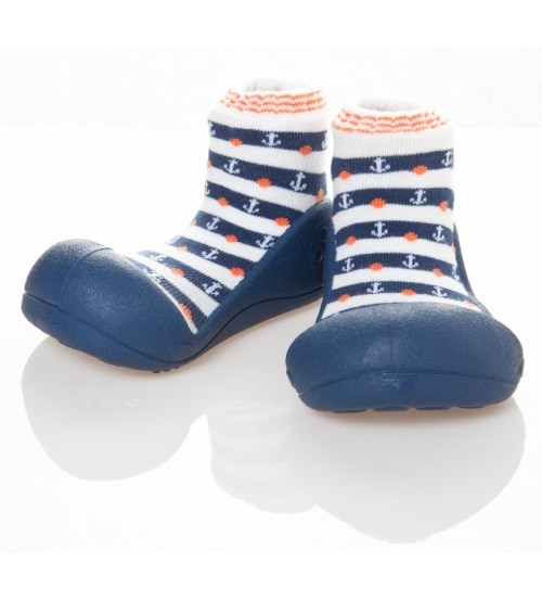 Attipas ~ Sockenschuh Marine ~ kleine Anker