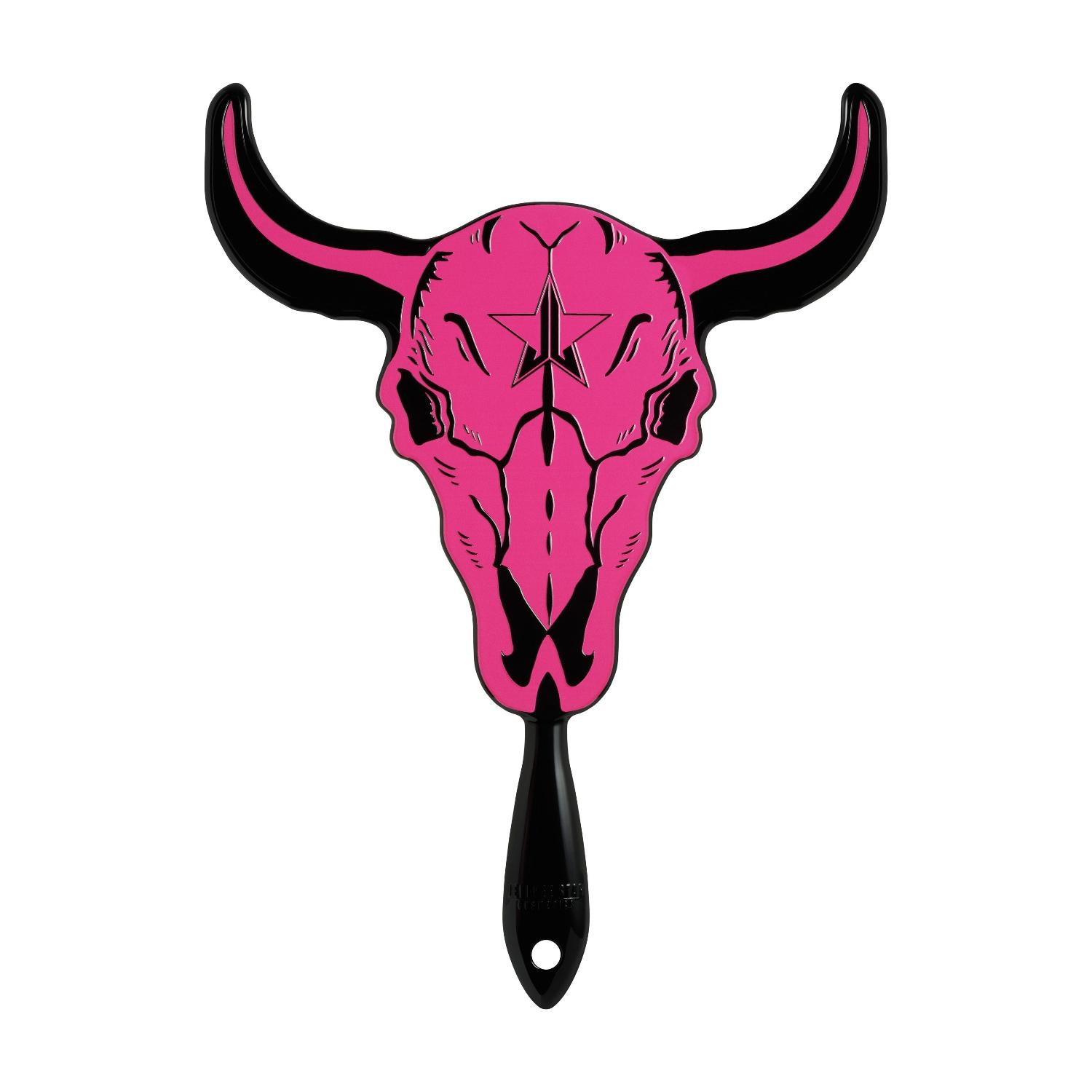 Pink Cow Skull Hand Mirror