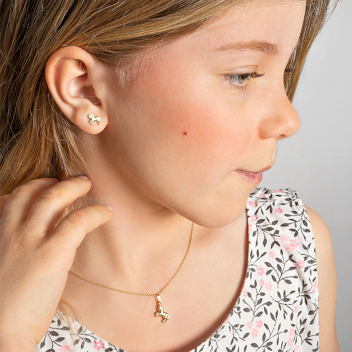 Pferd Ohrringe   Ohrstecker aus 333 Gelbgold Ohrstecker für Kinder