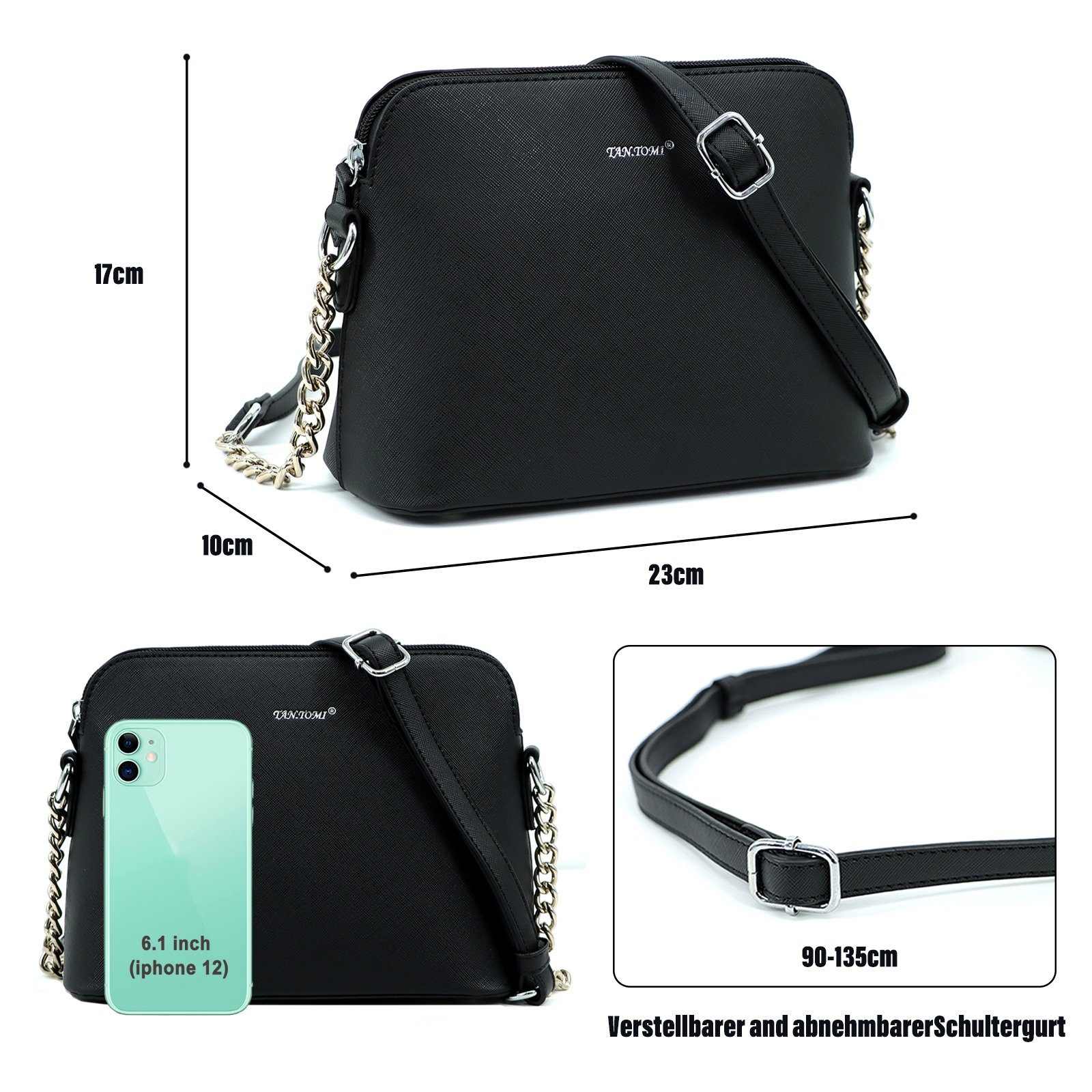 TAN.TOMI Schultertasche Kette Schulterriemen Abendtasche,Damen Kleine Umhängetasche, Geschenke für Frauen in schlichter Optik Handtasche für Bankett Party
