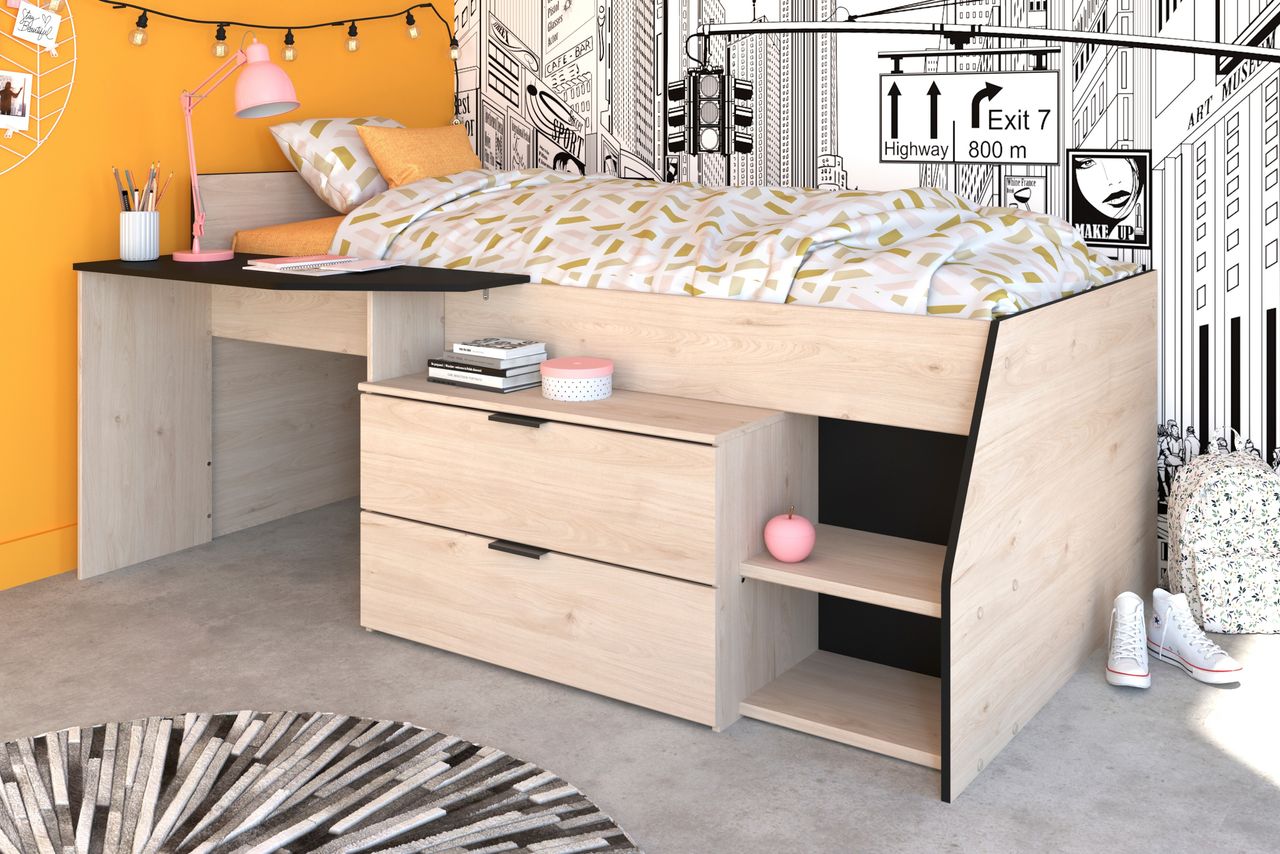 Parisot Halbhohes Hochbett, Milky 2 - Industrial Style
