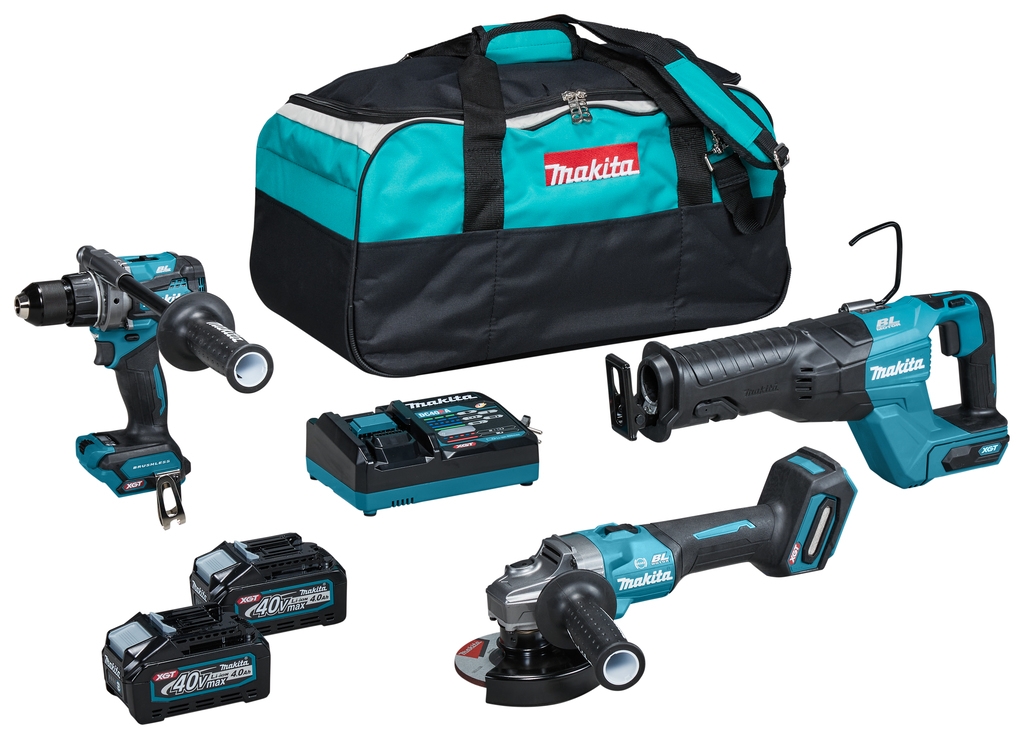 Makita DK0159G301 Combiset - Mașină de găurit fără fir DF001G + Ferăstrău circular JR001G + Ascuțitor GA005 40V max 4.0Ah Li-Ion