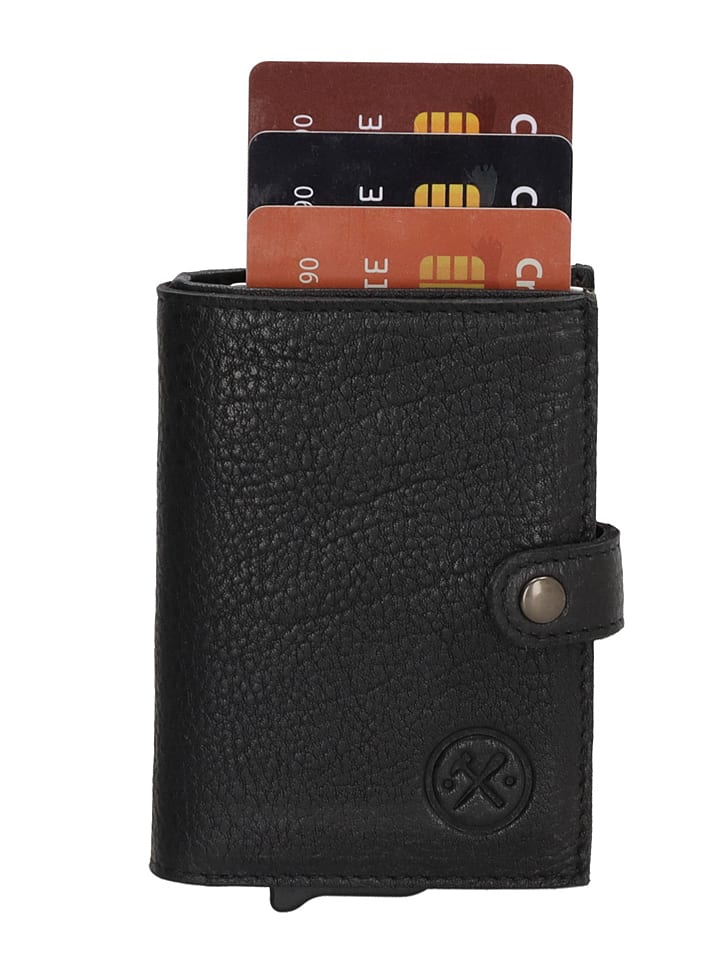 HIDE & STITCHES Leder-Geldbörse in Schwarz - (B)7,2 x (H)10 x (T)1,5 cm günstig kaufen onesize