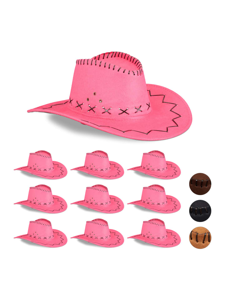 relaxdays 10x Cowboyhut in Pink günstig kaufen onesize