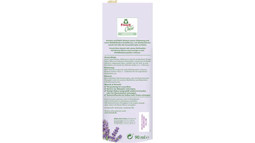 Frosch Oase Raumerfrischer Lavendeltraum Nachfüllbeutel 90 ml