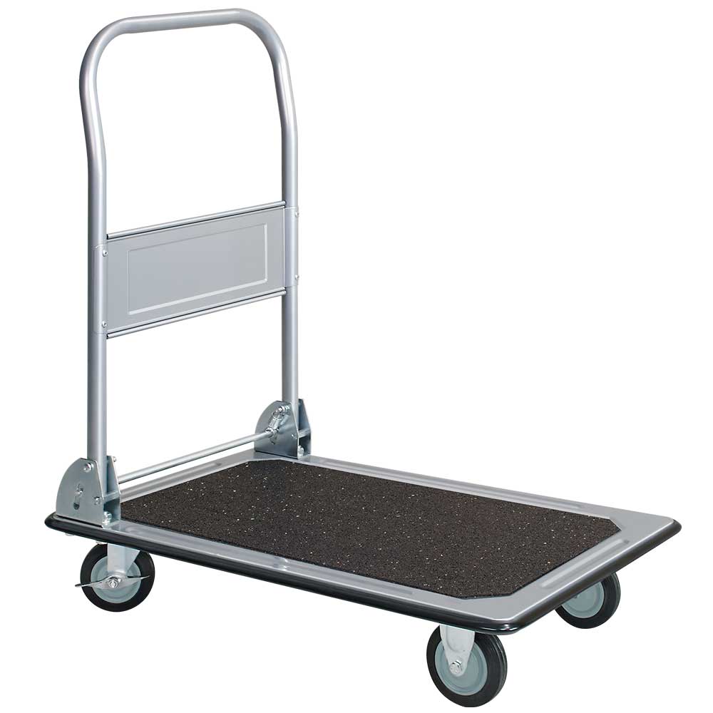 BRB Transportwagen mit Klappbügel, Tragkraft 300 kg, LxBxH 910 x 610 x 870 mm, schwarze Vollgummiräder