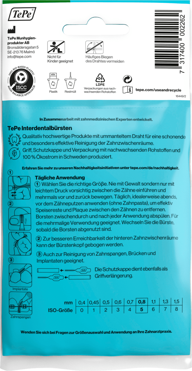Interdentalbürsten grün 0,8 mm ISO 5, 8 St