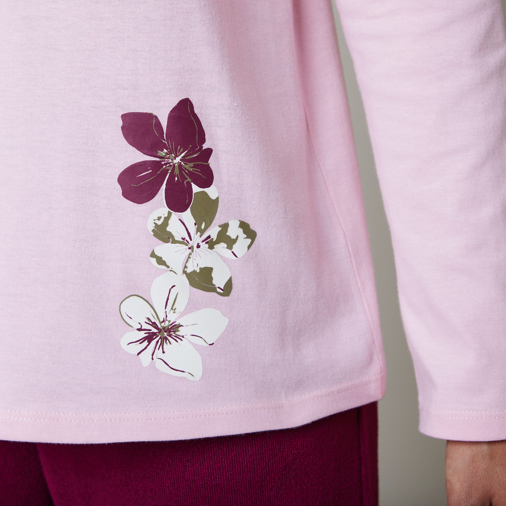 T-shirt pyjama manches longues imprimé fleuri