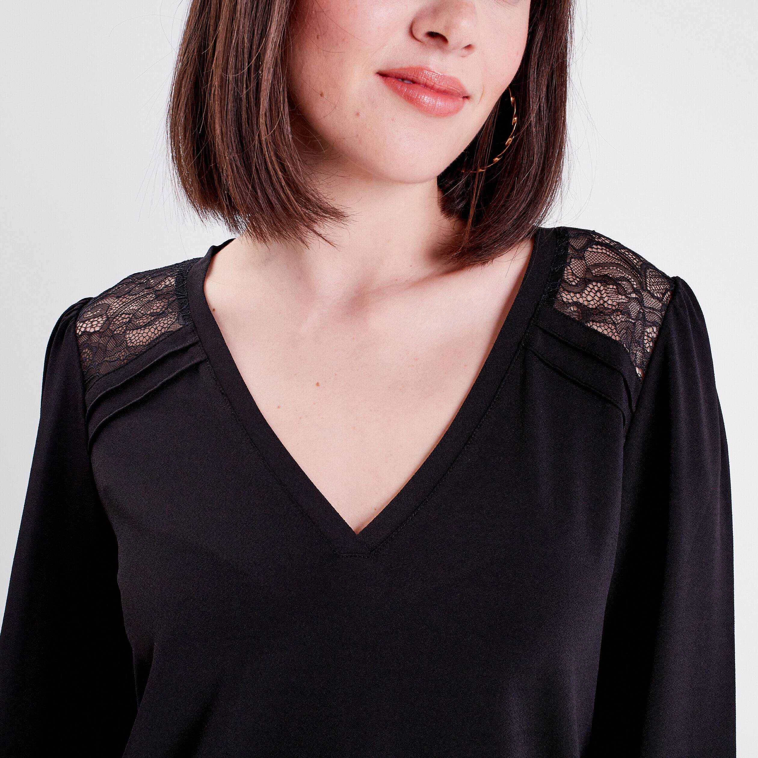 Blouse manches longues noir femme | Cache Cache
