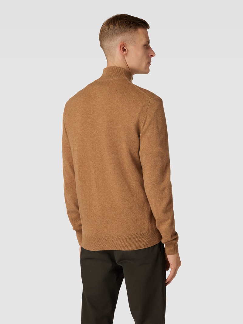 Strickpullover aus Wolle mit Logo-Stitching in hellbraun