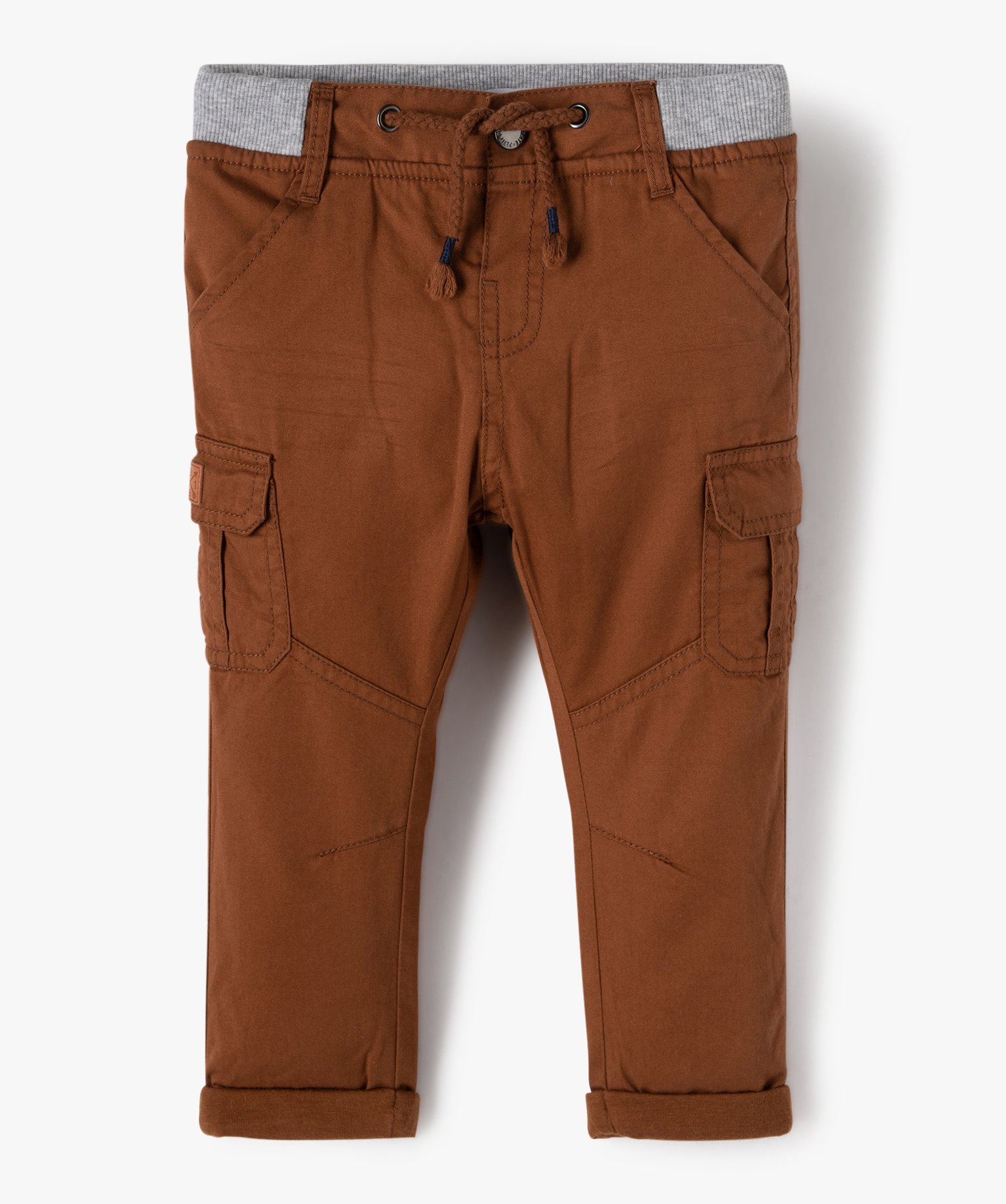 Pantalon coupe cargo doublé avec taille élastique bébé g... marron | GEMO