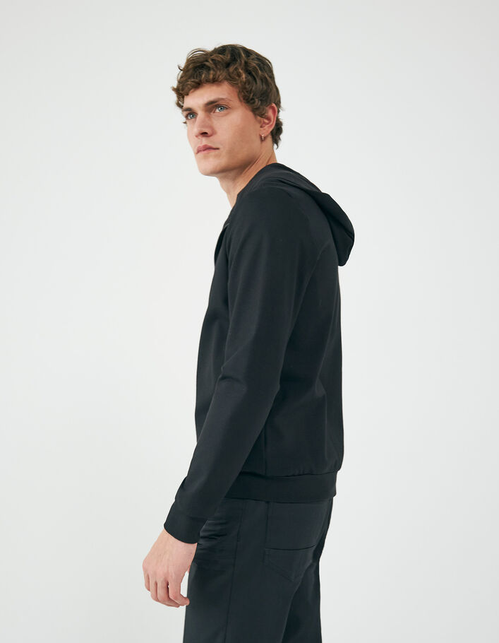 Cardigan noir Interlock zippé à capuche Homme