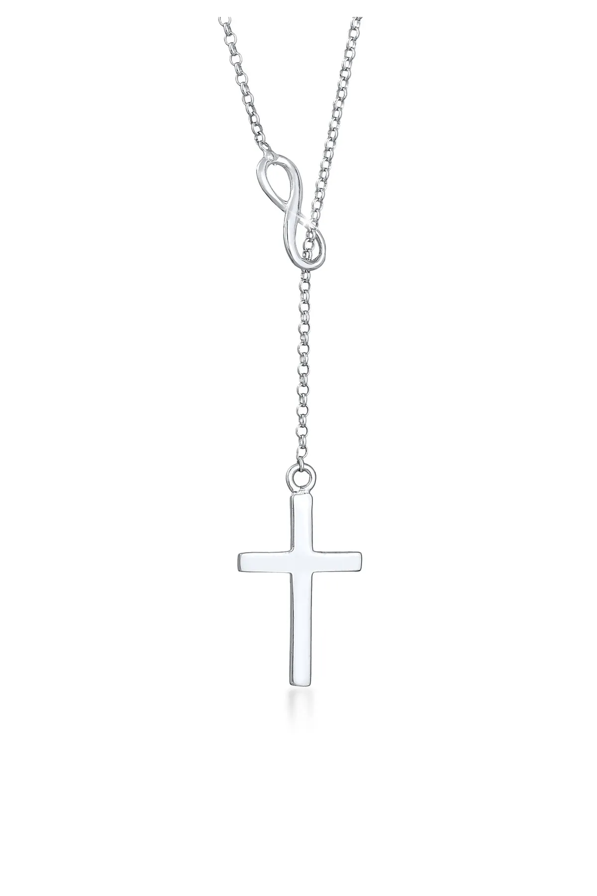 ELLI  Halskette Y-Kette Kreuz Infinity Symbol 925 Silber