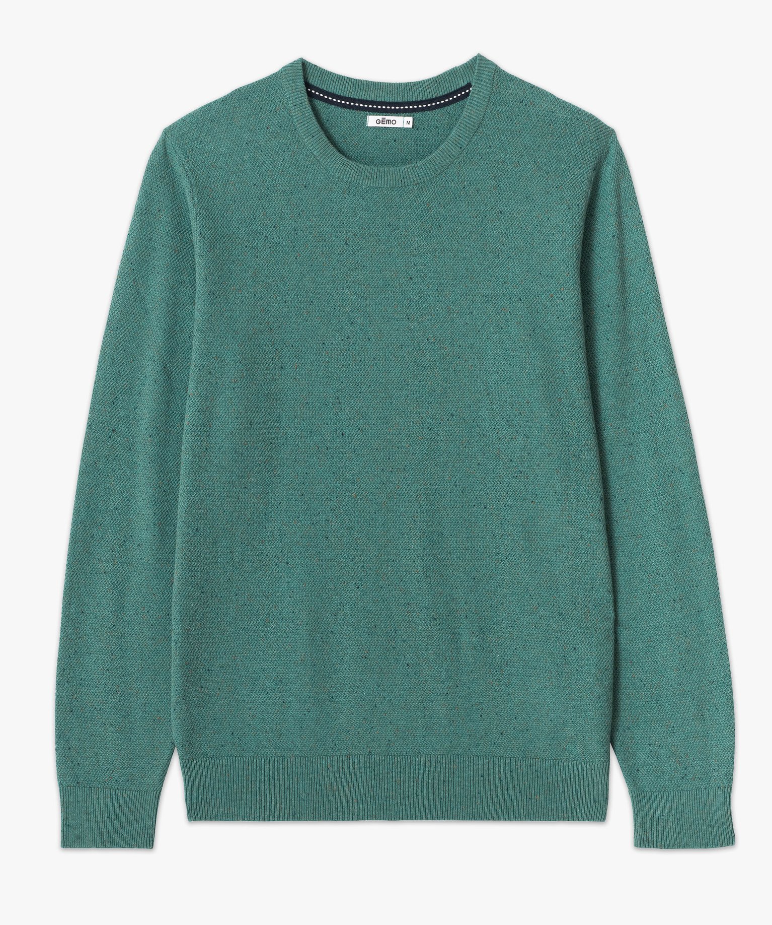 Pull en maille fine mouchetée homme vert | GEMO