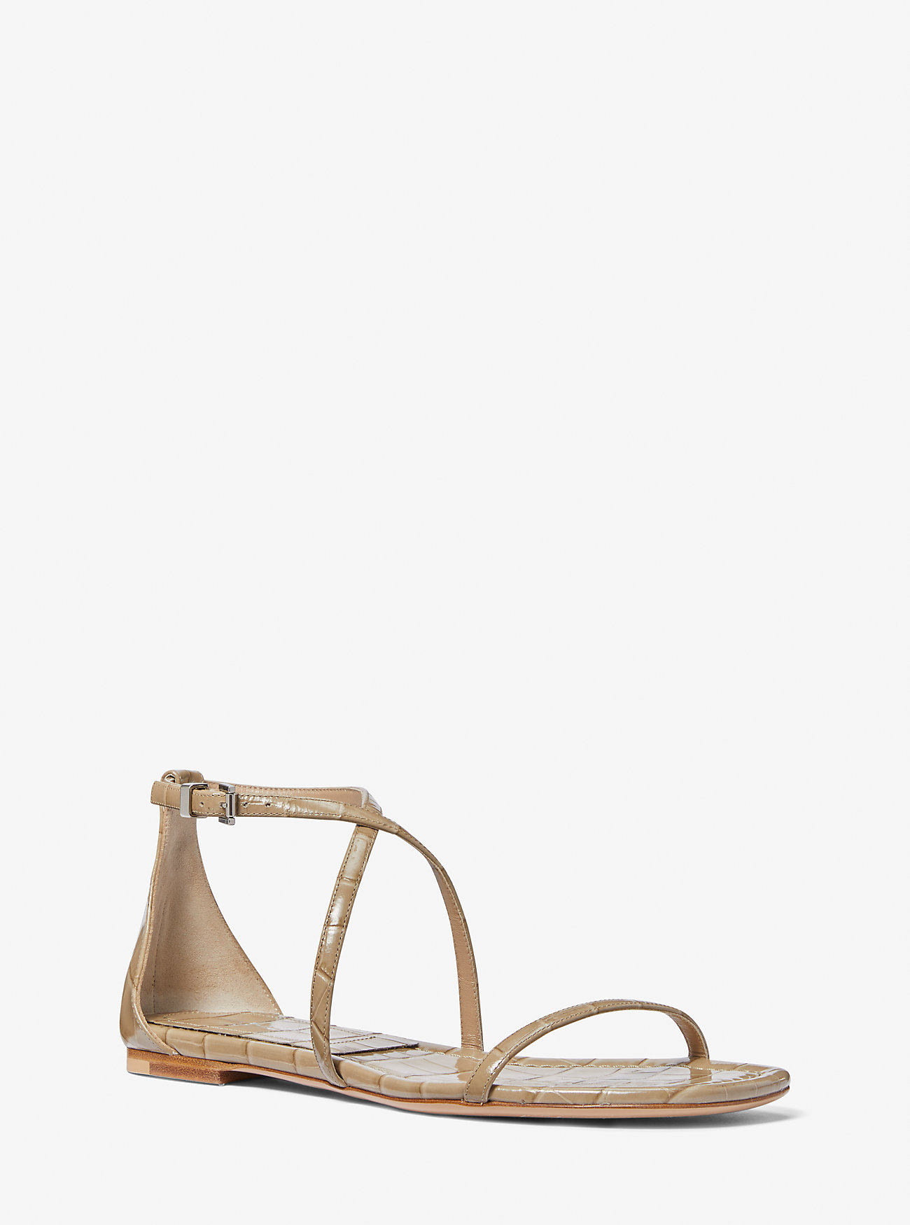 Polly Crocodile Preget Skinnsandaler - SAND