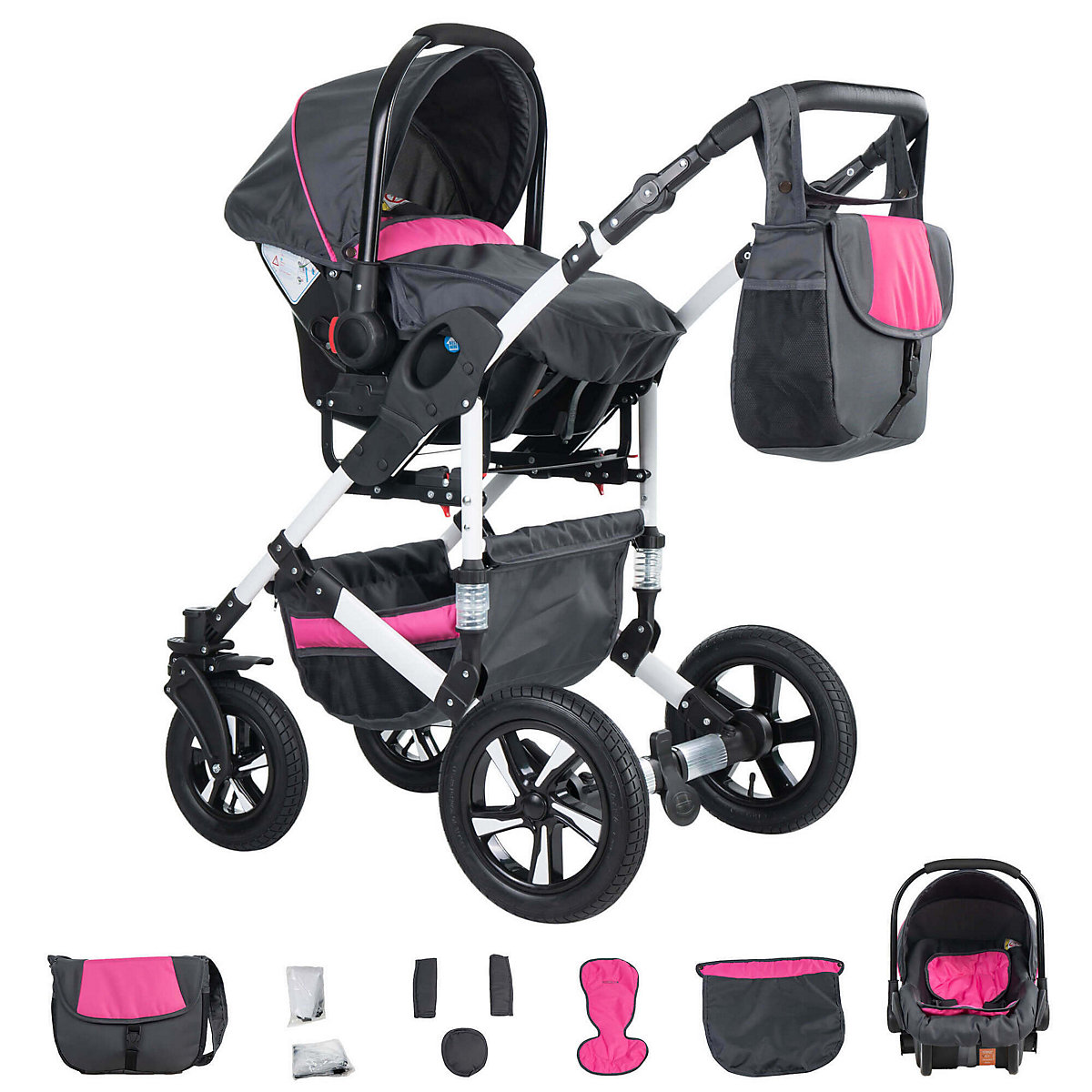 Hamburg | 3 in 1 Kombi Kinderwagen Komplettset | Luftreifen Kombikinderwagen