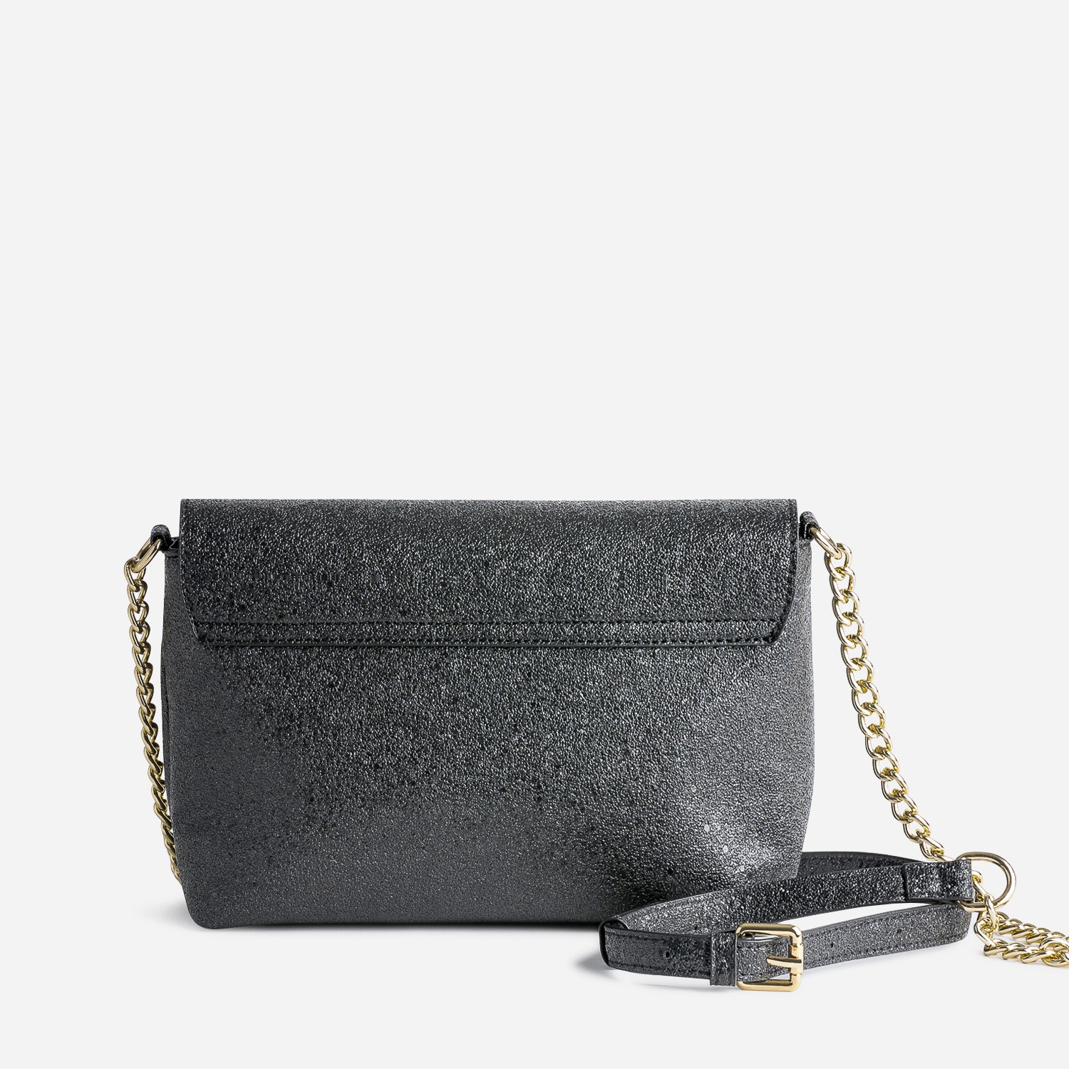 Sac bandoulière noir reliefé forme enveloppe