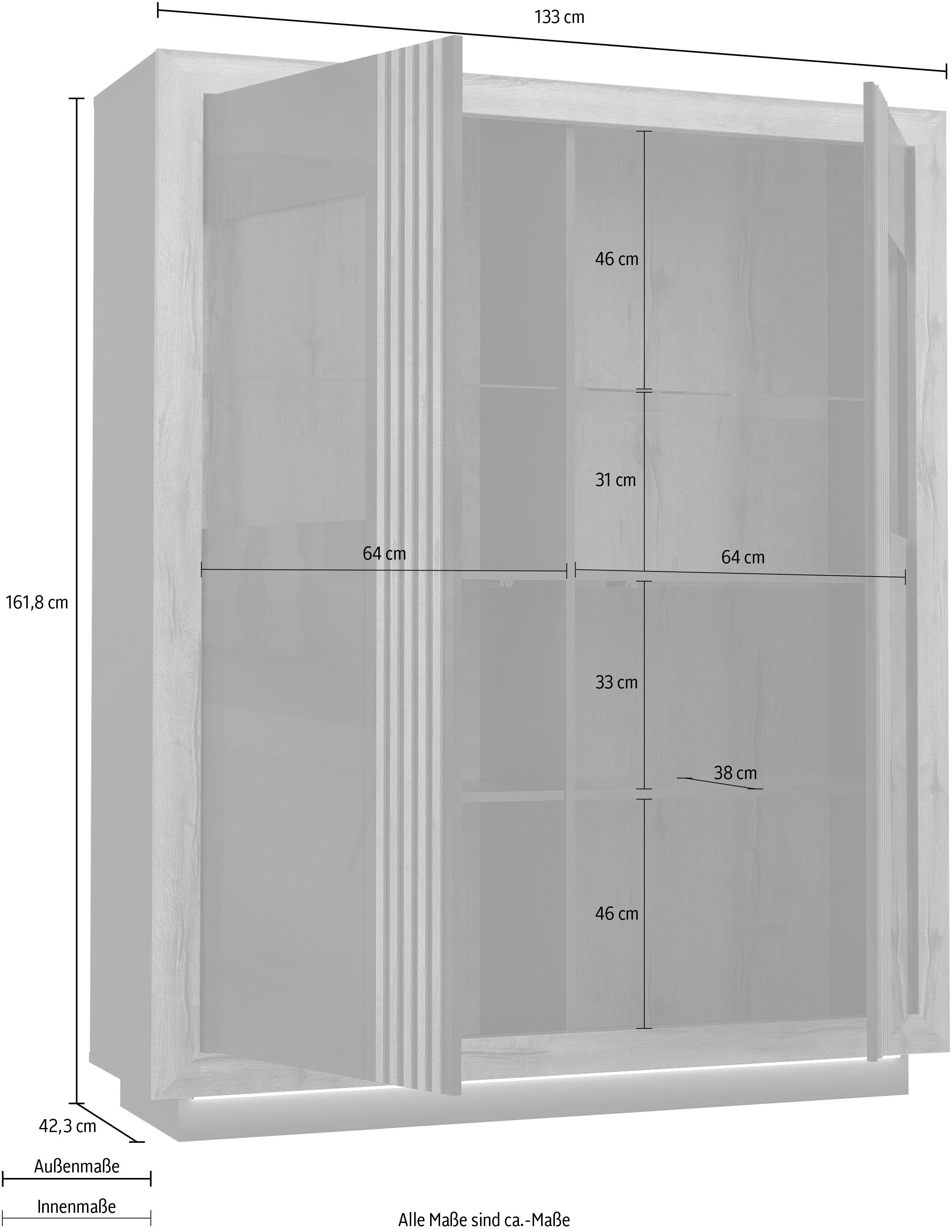 FORTE Highboard Savona, Höhe 161 cm, inkl. Beleuchtung