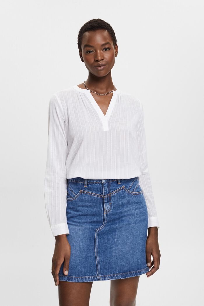 Baumwollbluse mit V-Ausschnitt