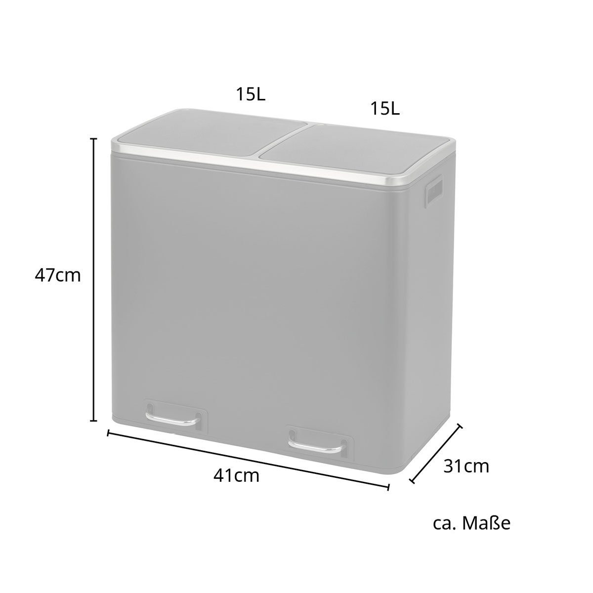 SVITA Mülltrennsystem, Tretmülleimer 2x 15L Schwarz