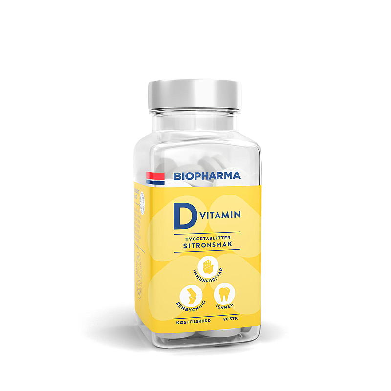 Biopharma D-vitamin 90 stk Sitron, tyggetab., Biopharma