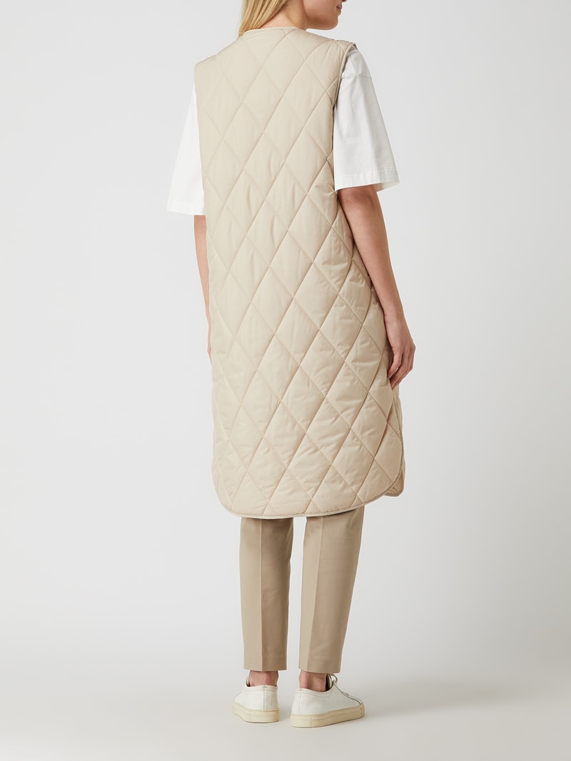 Steppweste mit Knopfleiste - beidseitig tragbar in beige